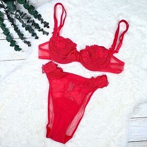 NEW La Perla Marvel Maison Lace & Mesh Floral Bra High Rise Panties Matching Set